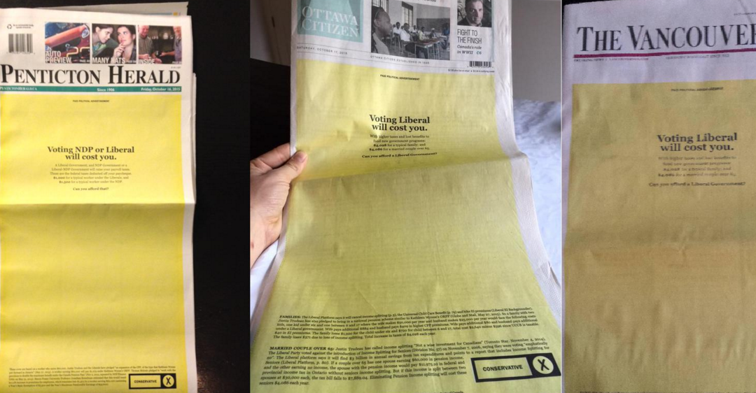The Real Strategy Behind the Conservative Party’s Full Page Yellow Newspaper Ads.